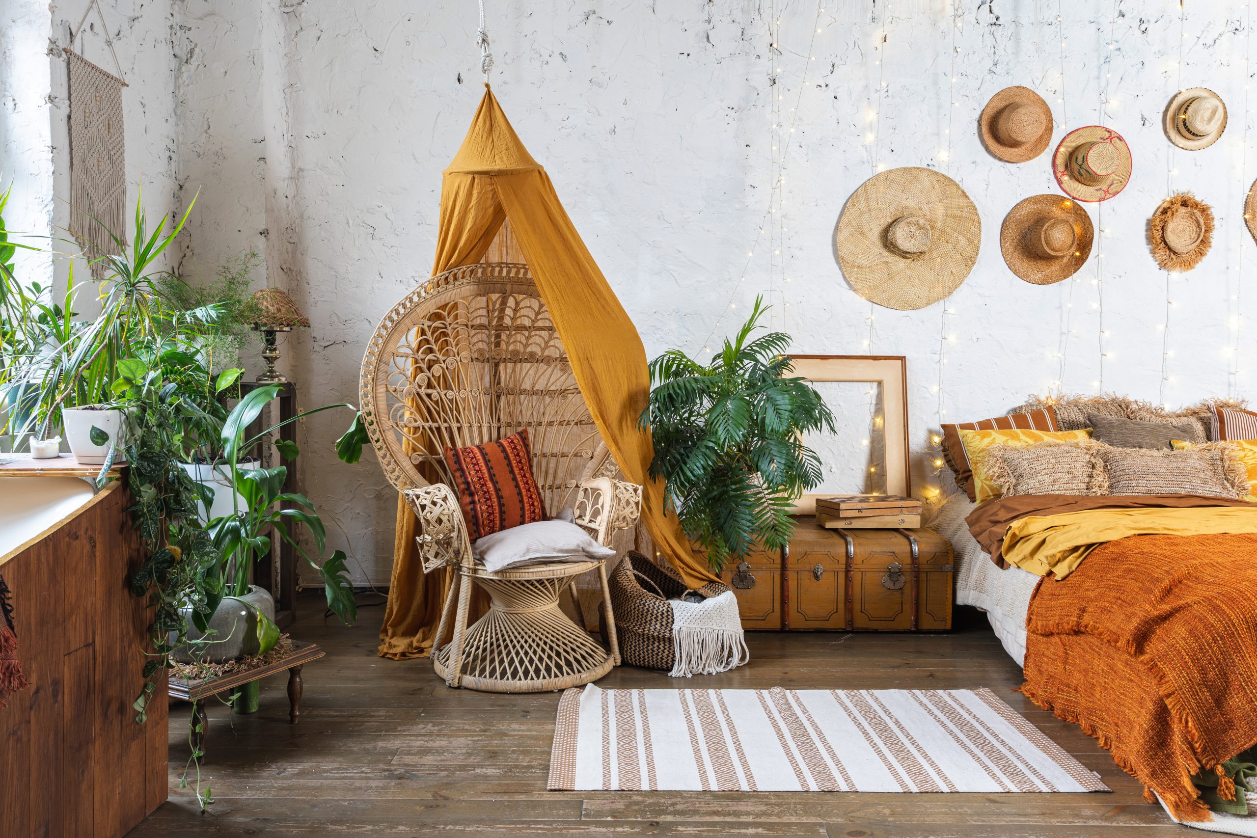 decoração sensorial - estilo de dormitório boho chic maximalista