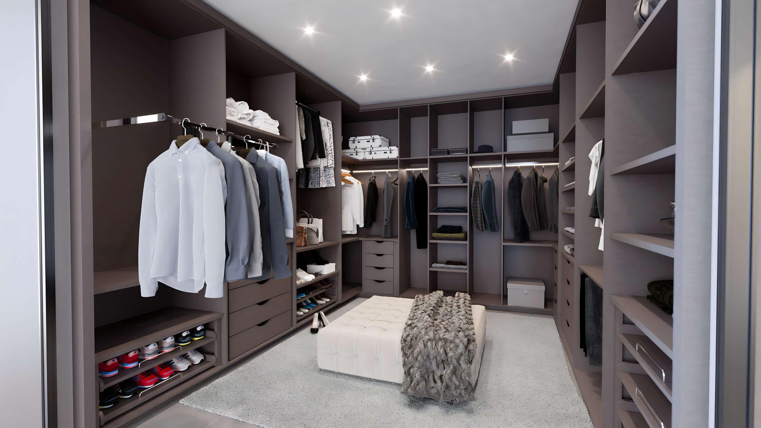 closet aberto cinza escuro