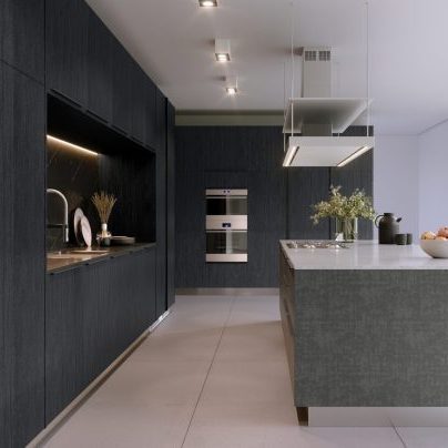 Lançamentos Finger Móveis Planejados - 2024 - Cozinha Integrada de Luxo com ilha, Vulkan Slate