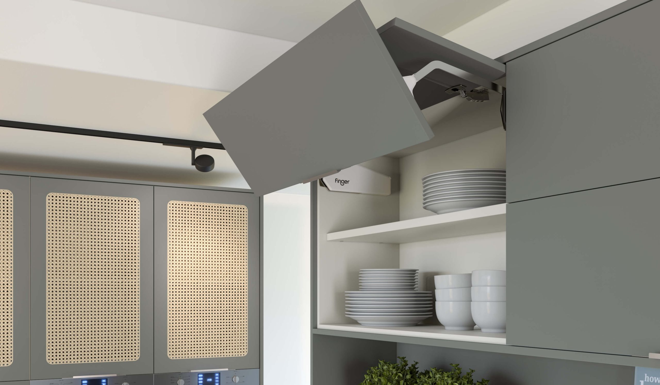 Lançamentos Finger Móveis Planejados - 2024 - Cozinha Integrada de Luxo com ilha, Moos, Grun, Nussbaum, porta palha, - armário de cozinha planejado