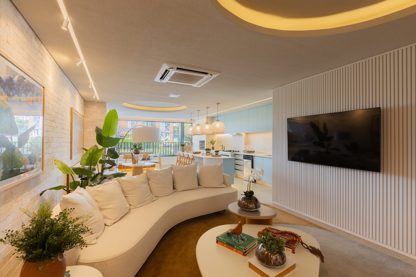 ambiente aconchegante - easy chic - sala com ripado e sofá orgânico