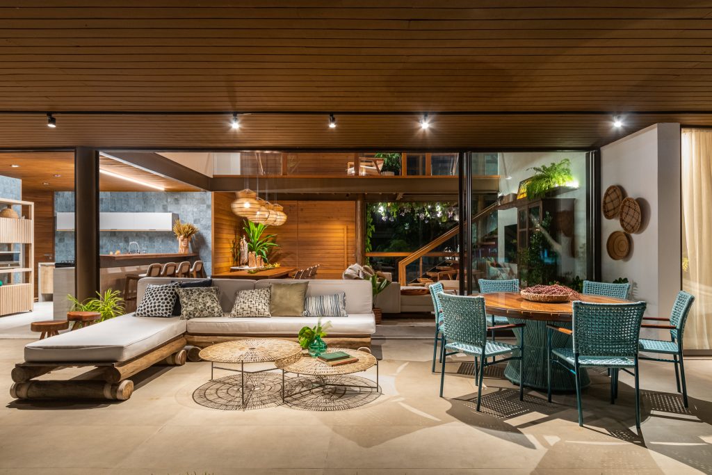Decoração de casa de praia, em Maragogi - Estilo rústico chic - a noite