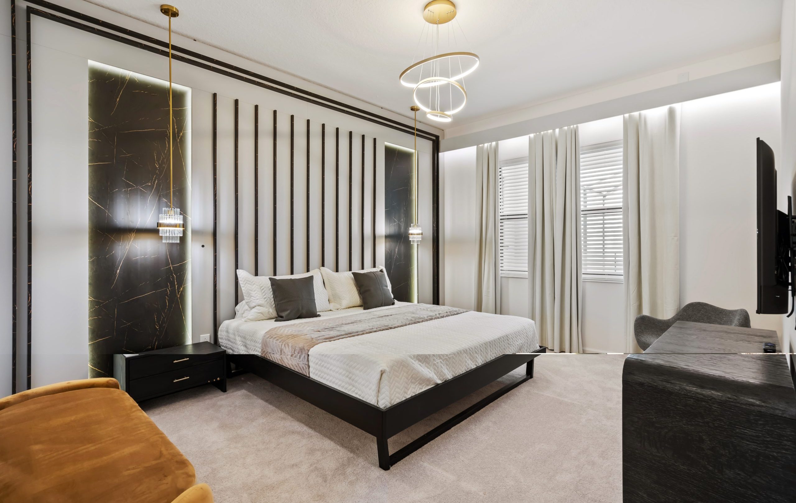 Dormitório casal imponente. Ambientes personalizados de luxo, residência de alto padrão