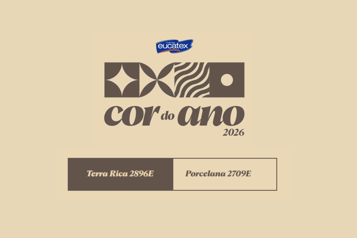 cor do ano 2026 - tintas eucatex - terra rica e porcelana