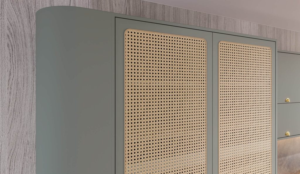 A nova Coleção Zeit da Finger Ambientes Personalizados, oferece uma linha de móveis planejados de alto padrão para ambientes que valorizam o design, o conforto, bem-estar e a funcionalidade. A nova coleção é um convite para experimentar e sentir o tempo e a vida. Cozinha Planejada de alto padrão com ilha e integrada ao living, em tons claros e neutros, estilo que destaca a brasilidade, arquitetura vernacular e valorização das texturas. Destaque para a novidade da porta palha, mesa orgânica para refeições e os móveis arredondados no living e na cozinha